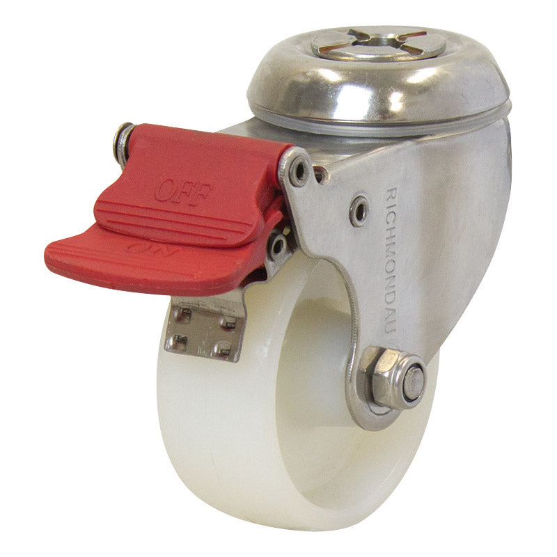Richmond Swivel 75mm Solid White Nylon Wheel Stainless Steel Elite Castor (S3390B) image 0