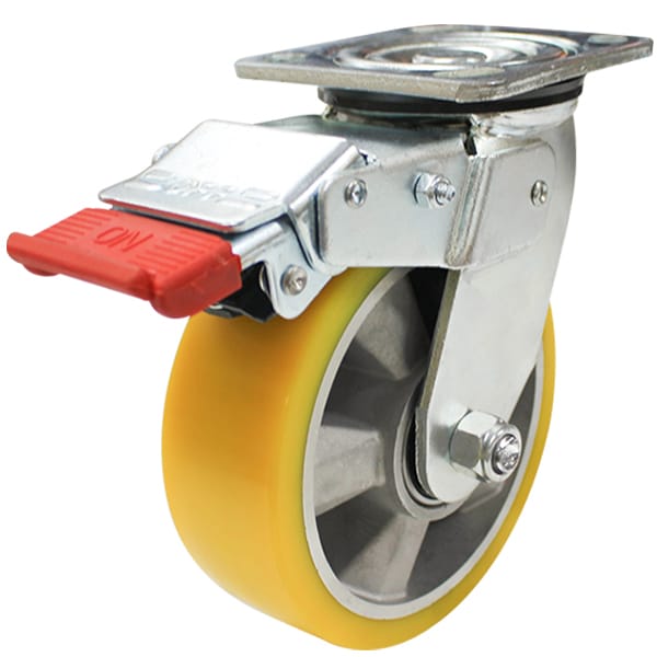 150mm Crowned Poly Aluminium Castor with Swivel Lock & Brake 500kg Capacity (S6274SLB) image 0