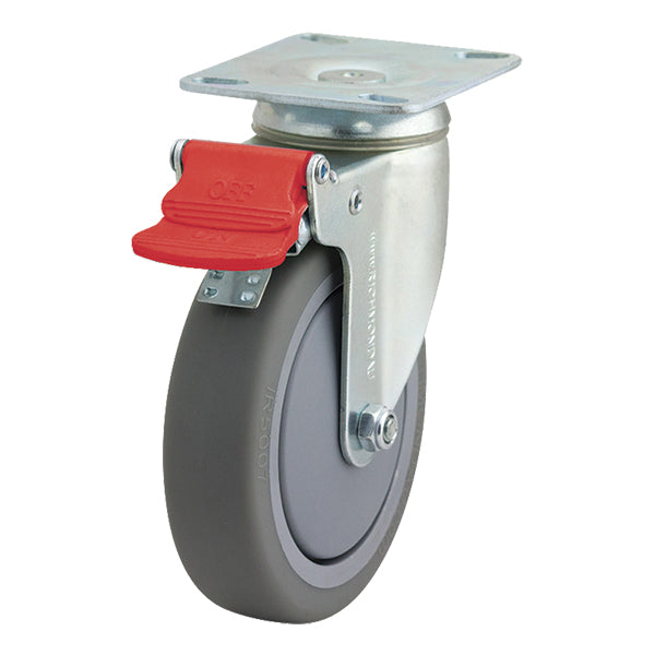 Richmond Castor Swivel with Institutional Rubber 125mm Wheel and Brake (S5104B) image 0