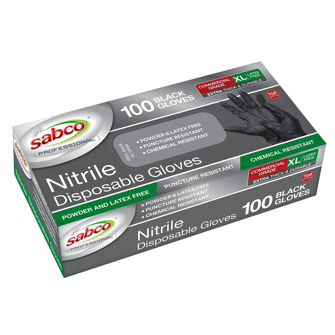 SABCO BLACK NITRILE GLOVES 100PK XL TGA ARTG ID 334715 (SABC-8001) image 0