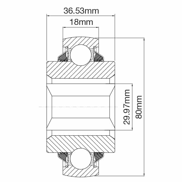 W208PP5 Square Bore Agricultural Bearing 80mm x 29.97mm x 36.53mm x 18mm image 1