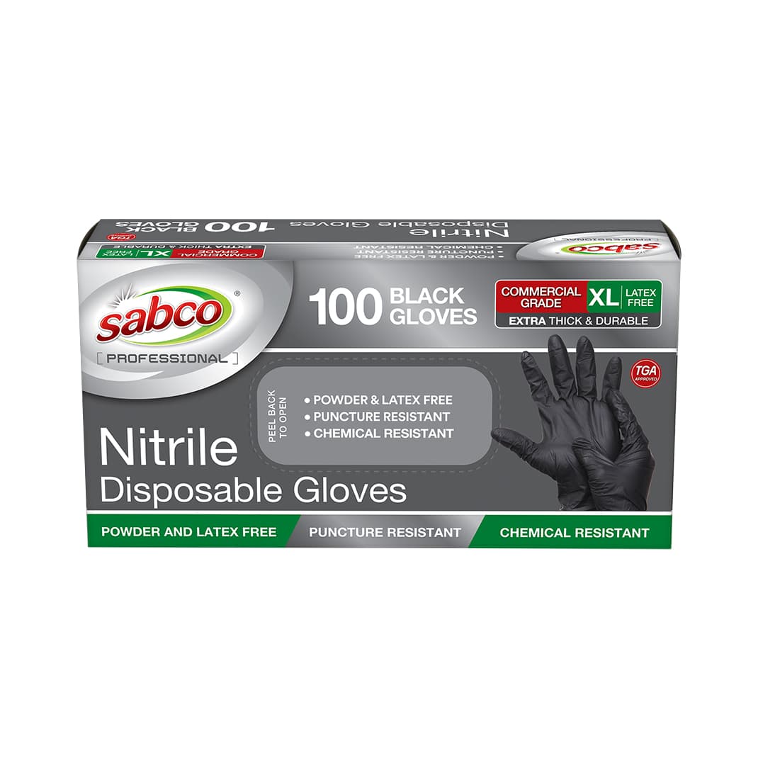 SABCO BLACK NITRILE GLOVES 100PK XL TGA ARTG ID 334715 (SABC-8001) image 1