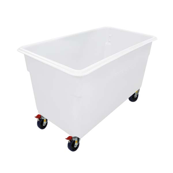 Natural 450L Tapered Rotationally Moulded Plastic Tub (RTR450NAT) - 125mm Reb Rubber 2x Swivel and 2x Brake image
