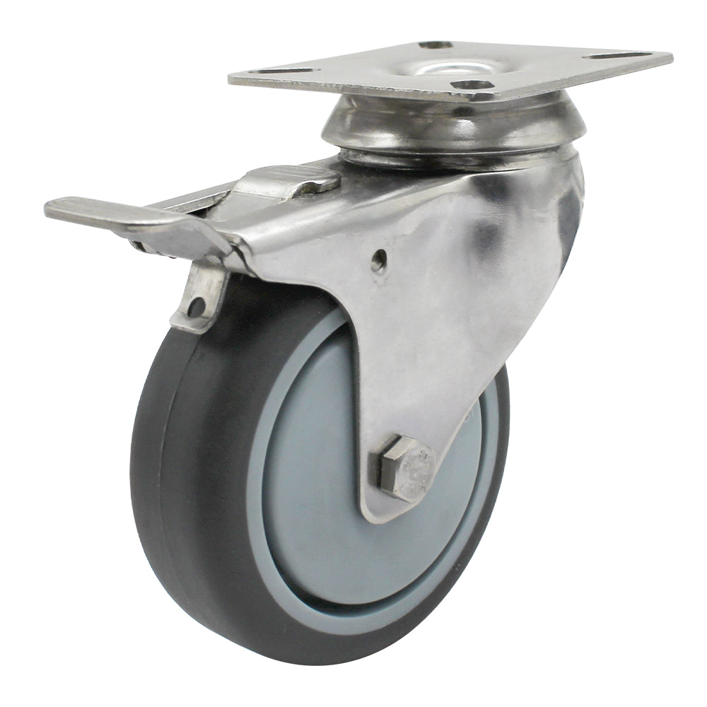 75mm Rubber Wheel 50kg Capacity Stainless Steel Brake Castor (S3726B) image 0