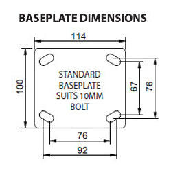 100mm High Temp Polymer 300kg Capacity Castor (S4352) image 1