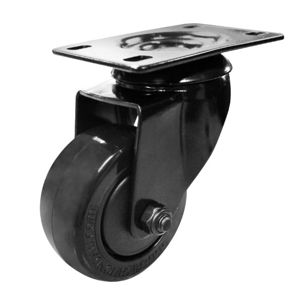 75mm Black Polyurethane Wheel 80kg Capacity Swivel Castor (S3398) image 0