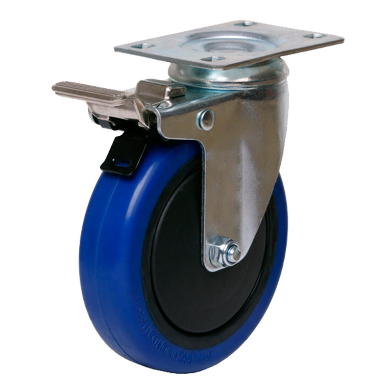 Richmond Castor Swivel with Rebound Rubber 100mm Wheel and Brake (S4404B) image 0