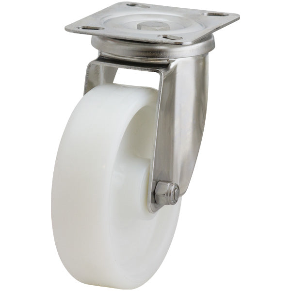 Richmond Swivel 125mm Solid White Nylon Wheel Stainless Steel Excel Castor (S5142) image 0