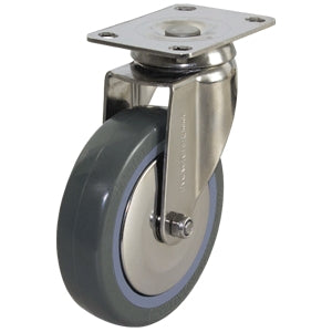 Richmond Swivel 100mm Grey Poly Tyred Wheel Stainless Steel Elite Castor (S4476) image 0