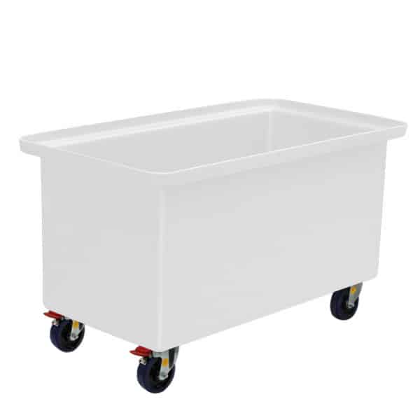 Natural 250L Straight Rotationally Moulded Plastic Tub - 125mm Reb Rubber 2x Swivel and 2x Brake image
