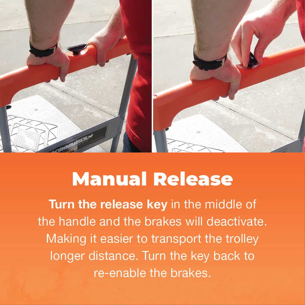 900 x 600mm Folding Platform Trolley with Deadman/Handle Brake | PFR043 image 3