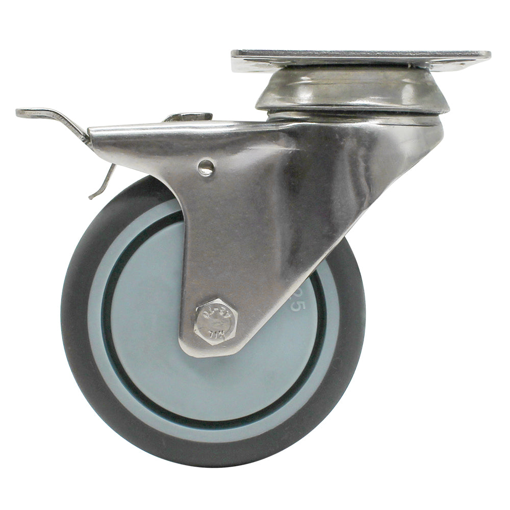 75mm Rubber Wheel 50kg Capacity Stainless Steel Brake Castor (S3726B) image 2