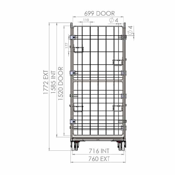 4 Sided Roll Cage with 2 Half Doors + 1 Full Door - A Base (RCR400) image 3