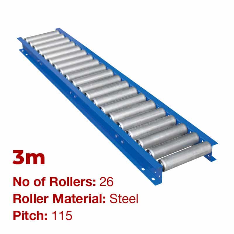 290mm Wide Gravity Conveyor with Steel Rollers - 3m Long (CGR077) image 0
