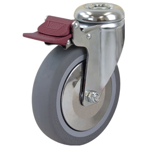 Richmond Swivel 125mm Grey Rubber Tyred Wheel Chrome Durolite Castor (S5580BR) image 0
