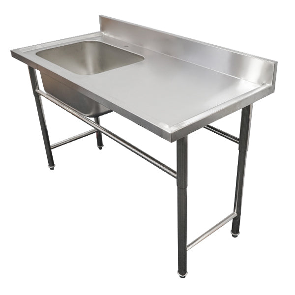 Stainless Steel (304) Bench with Left Sink – 1200L x 610W x 900H image 0