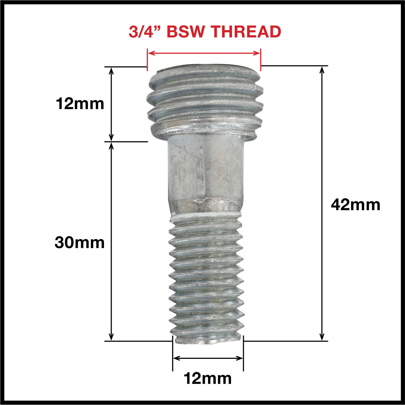 Threaded Metal Pintle Parts For 3/4" BSW Thread (063PINTLE-TH3) image 1