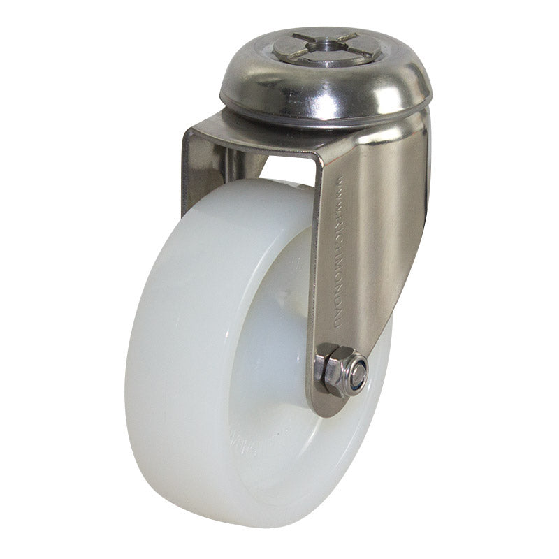 Richmond Swivel 100mm Solid White Nylon Wheel Stainless Steel Elite Castor (S4490) image 0