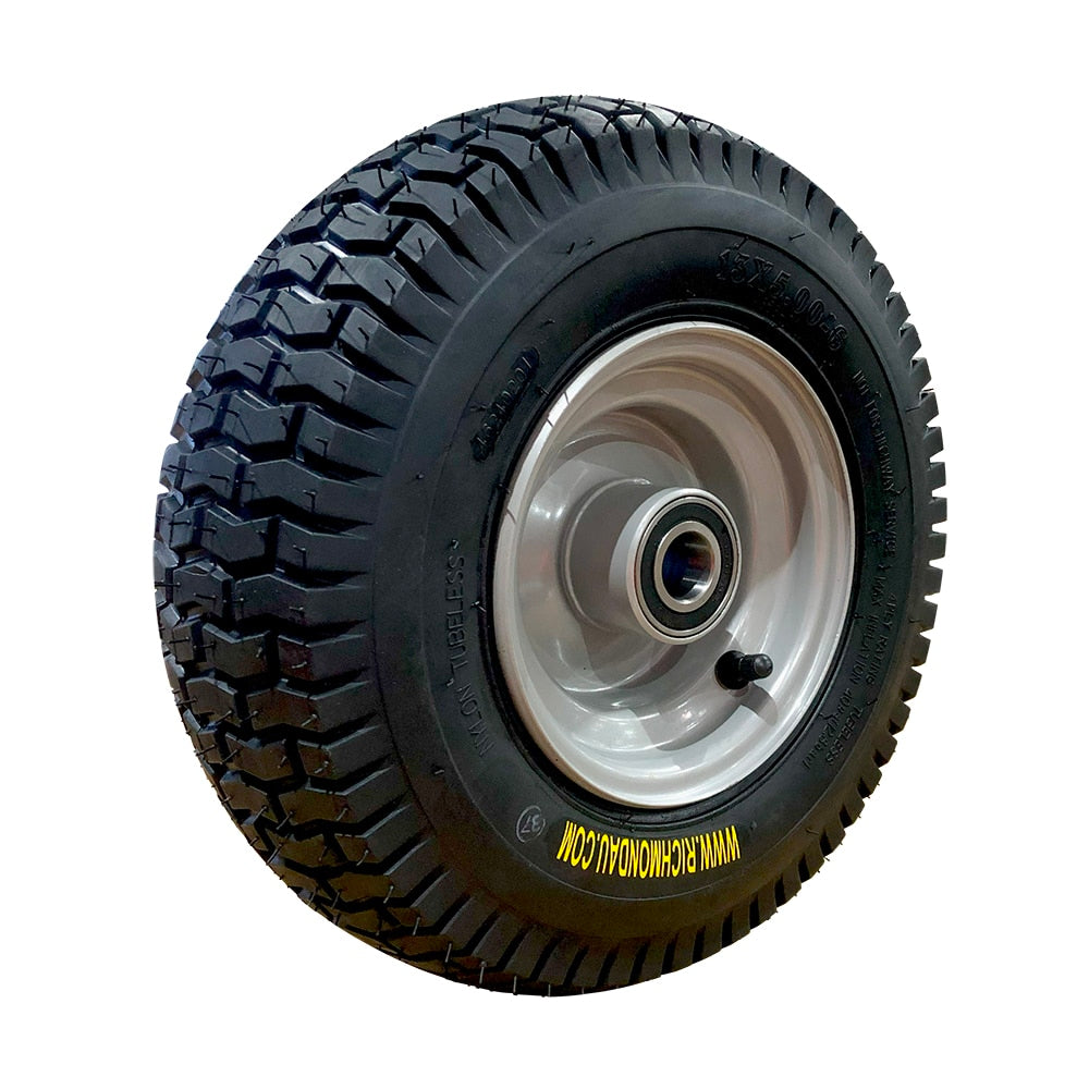13 X 5.00-6 Pneumatic Wheel With 25mm Precision Bearing And Block Pattern Turf Tyre (PN13-500-6BB) image 0