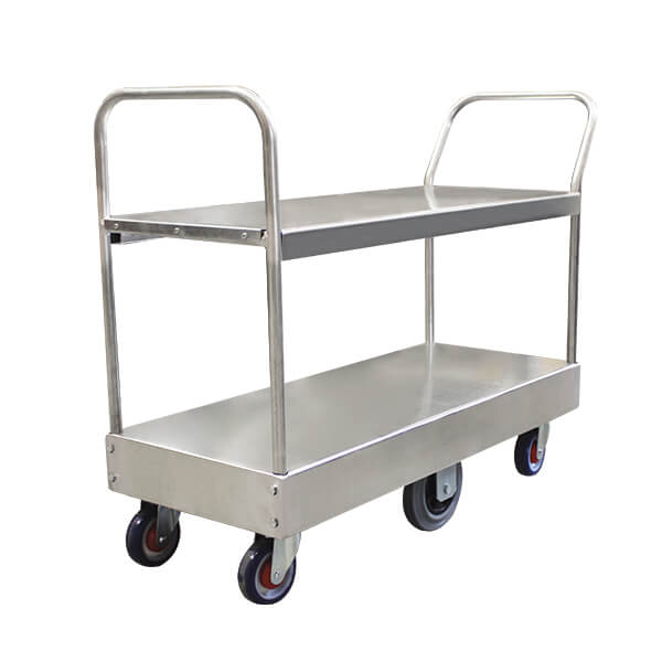 Narrow 6 Wheel Stock Trolley Twin Platform Twin Handle | PGR401 image 0