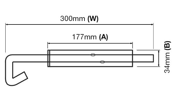 Drop/Cane Bolt With Hook (GTR143) image 1