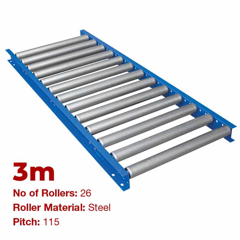 600mm Wide Gravity Conveyor with Steel Rollers - 3m Long (CGR100) image 0