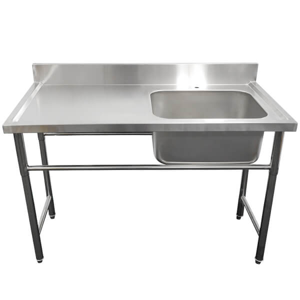 Stainless Steel (304) Bench with Right Sink – 1200L x 610W x 900H image 1