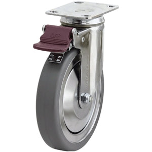 Richmond Swivel 150mm Grey Rubber Tyred Wheel Chrome Durolite Castor (S6674BR) image 0
