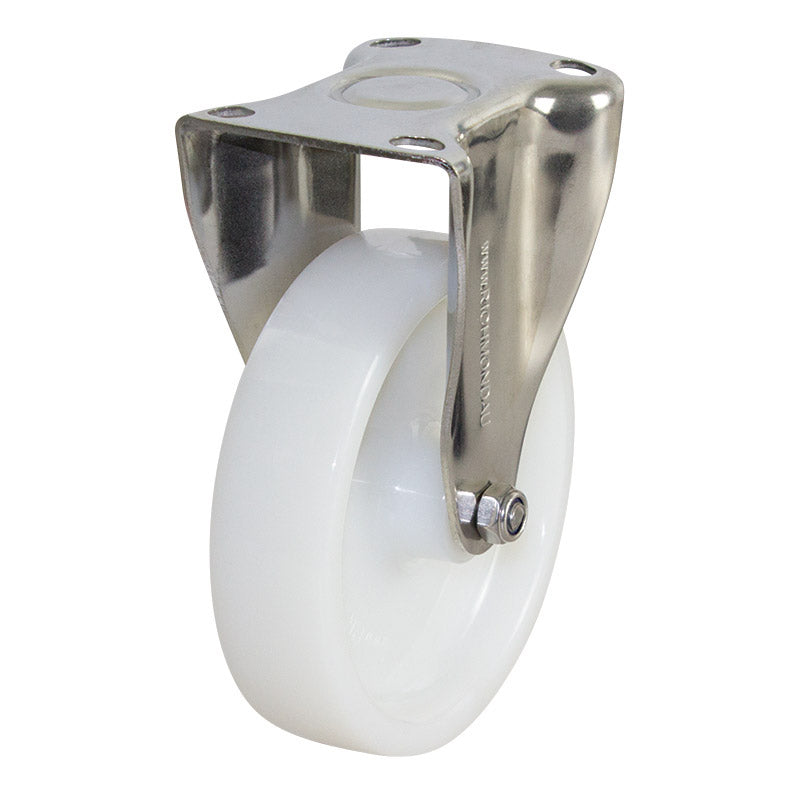 Rigid 125mm Solid White Nylon Wheel Stainless Steel Elite Castor (R5589) image 0