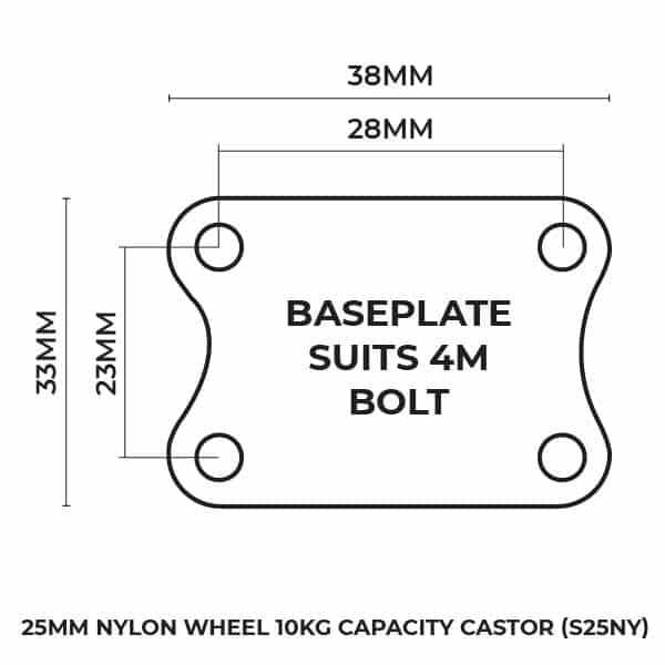 25mm Nylon Wheel 10kg Capacity Castor (S25NY) image 4