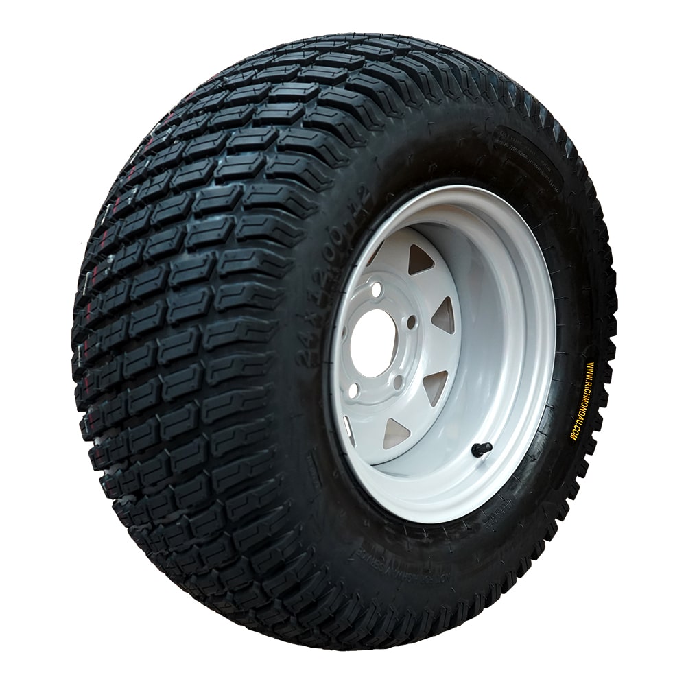 24 X 12.00-12 Pneumatic Mower Wheel With Ford 5 Stud Pattern Rim And Premium Turf Tyre (PN24-12-12FRD) image 0