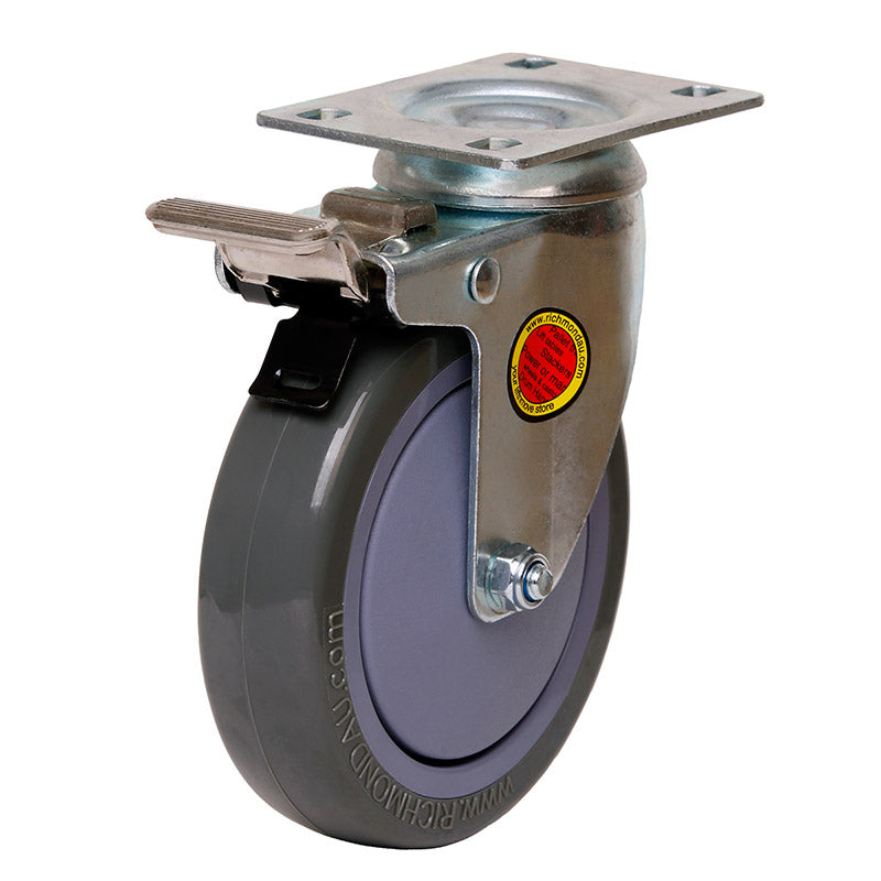 Richmond Castor Swivel with Polyurethane 125mm Wheel and Brake (S5522B) image 0