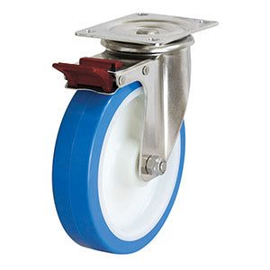 Swivel Castor with Rebound Polyurethane 200mm Wheel and Brake (S8144B) image 0