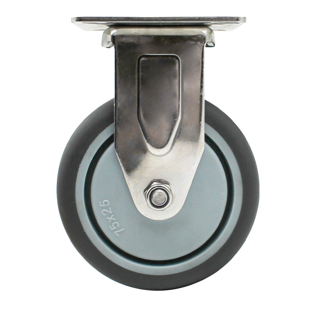 75mm Rubber Wheel 50kg Capacity Stainless Steel Castor (R3725) image 2