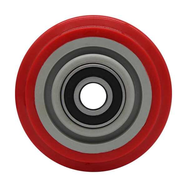 100mm Polyurethane Tyred Nylon Centred Wheel | 20mm Axle Diameter (PU4409-M20) image 1