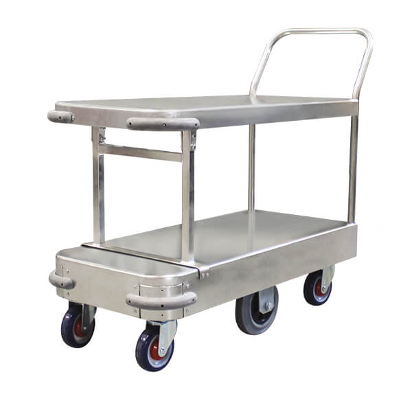 Narrow 6 Wheel Stock Trolley Twin Platform Single Handle | PGR101 image 0