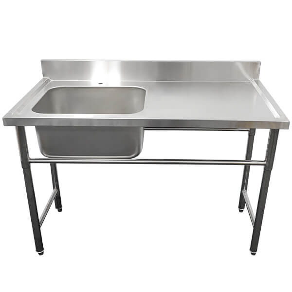 Stainless Steel (304) Bench with Left Sink – 1200L x 610W x 900H image 1