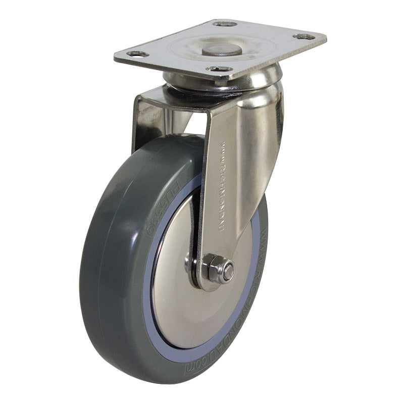 Richmond Swivel 125mm Grey Poly Tyred Wheel Stainless Steel Elite Castor (S5576) image 0