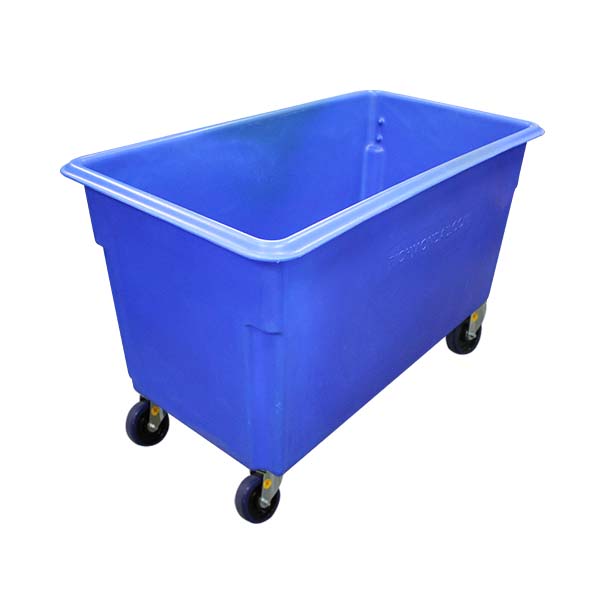 Blue 450L Tapered Rotationally Moulded Plastic Tub (RTR450BLU) - 125mm Reb Rubber 2x Rigid and 2x Swivel image