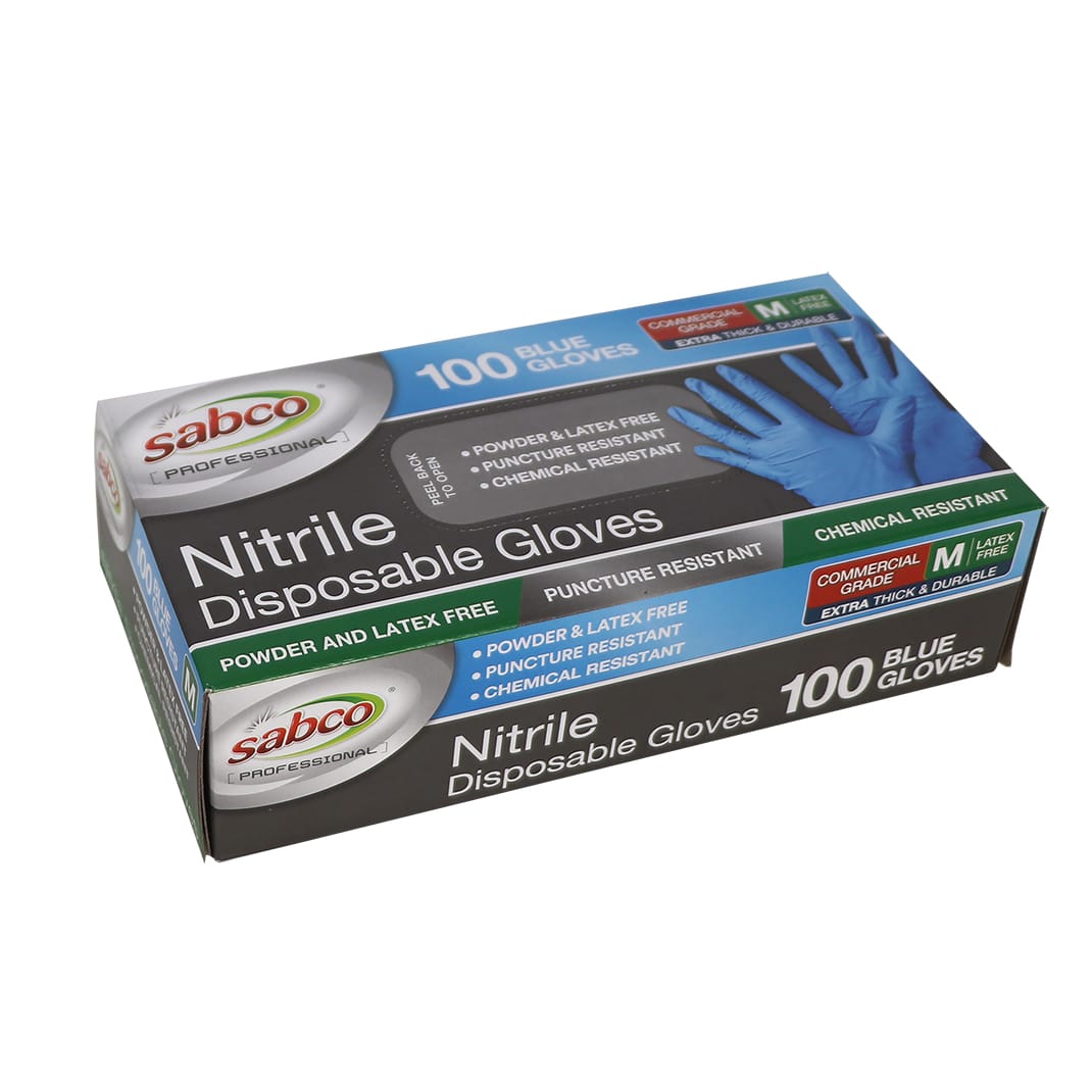 SABCO BLUE NITRILE GLOVES 100PK MED TGA ARTG ID 334715 (SABC-8005) image 0