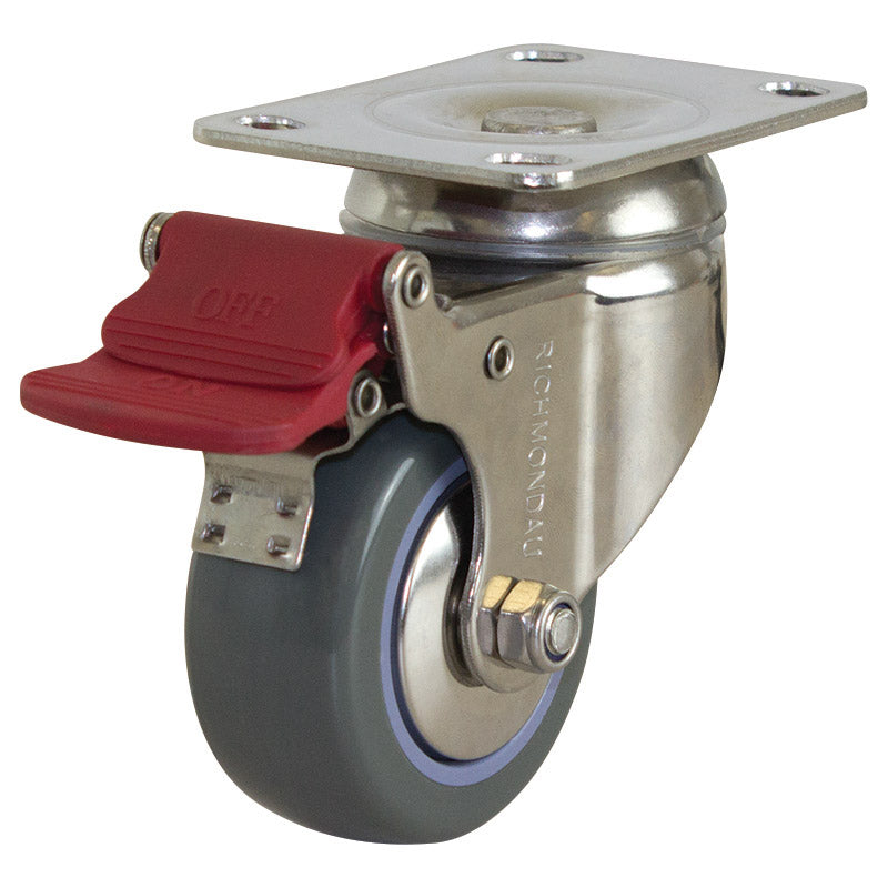 Richmond Swivel 75mm Grey Poly Tyred Wheel Stainless Steel Elite Castor (S3382B) image 0