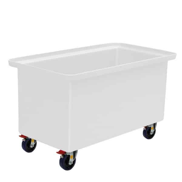 Natural 250L Straight Rotationally Moulded Plastic Tub - 125mm Reb Rubber 4x Brake image