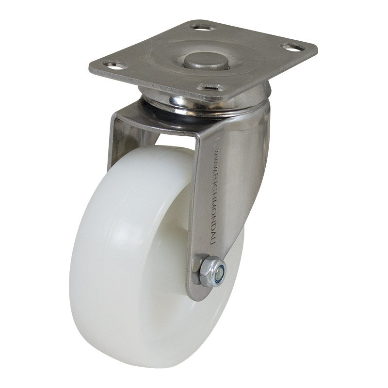 Richmond Swivel 100mm Solid White Nylon Wheel Stainless Steel Elite Castor (S4488) image 0