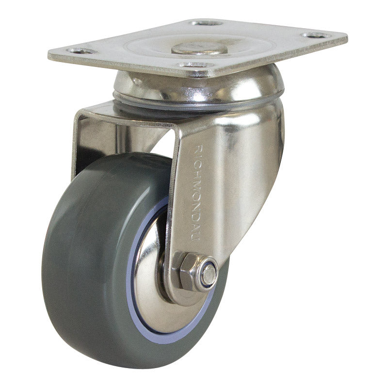 Richmond Swivel 75mm Grey Poly Tyred Wheel Stainless Steel Elite Castor (S3382) image 0