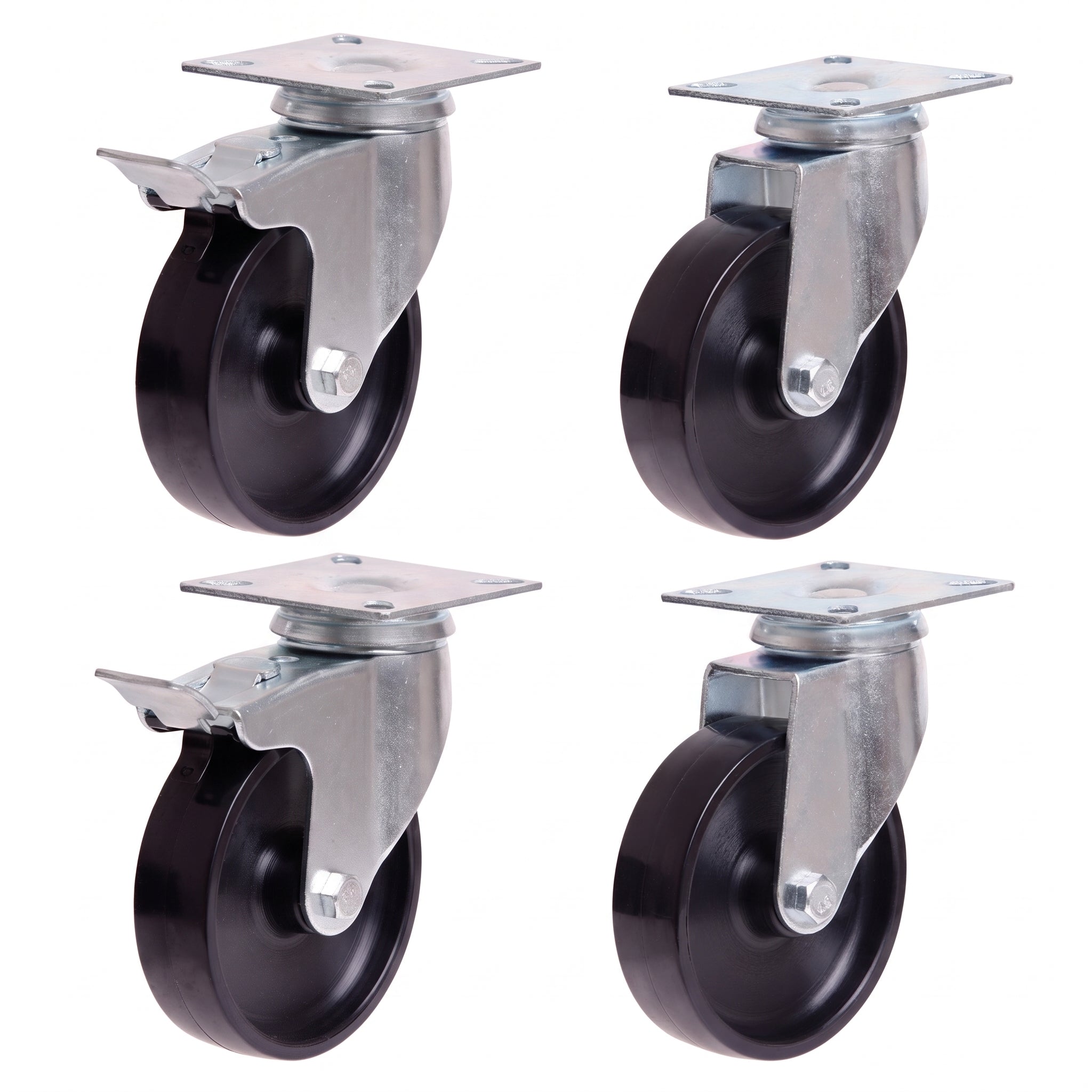 100mm Nylon Plate Castor Pack - 2 Swivel + 2 Braked (S4716/S4716B)