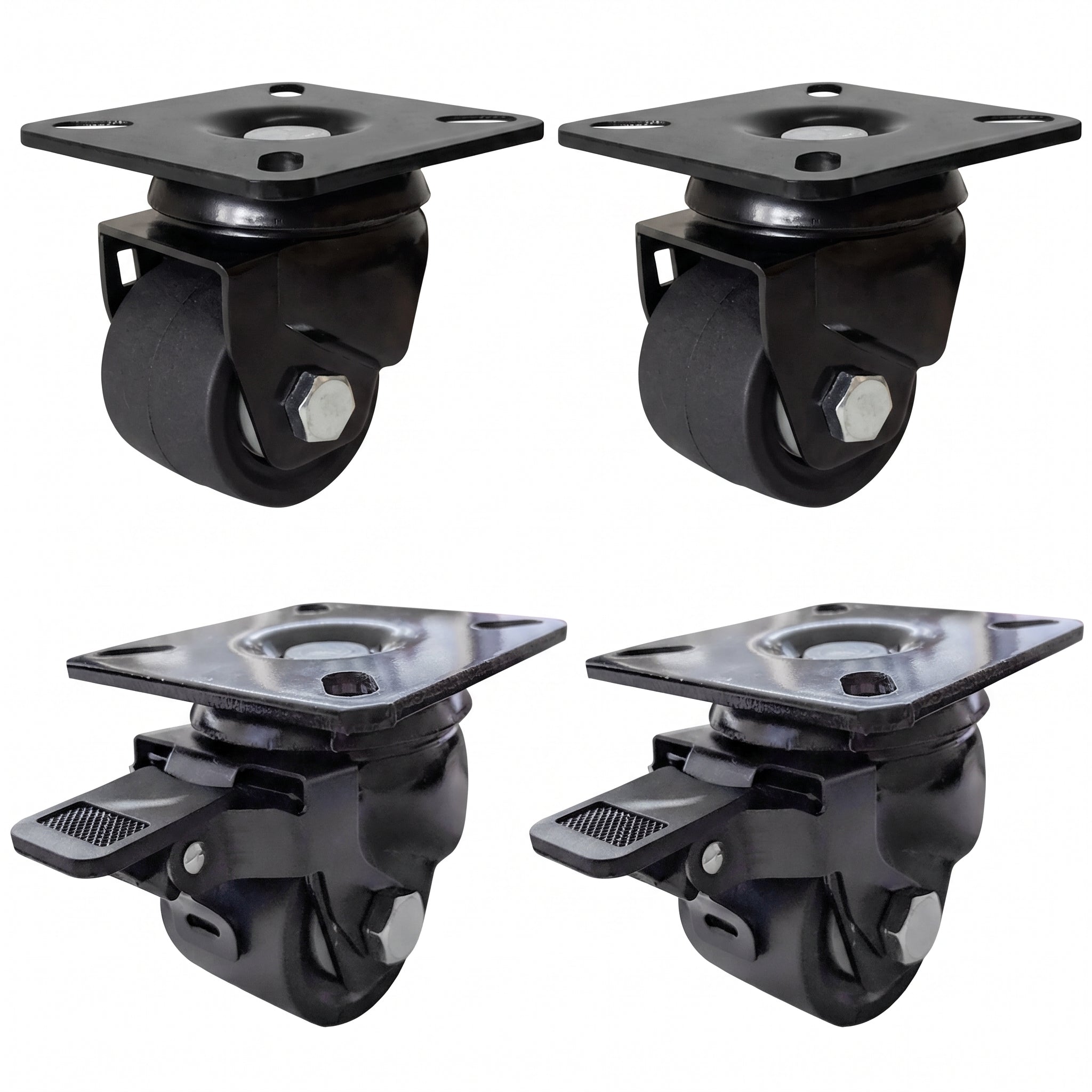 50mm Low Profile Castor Pack - 2 Swivel + 2 Braked (S2006/S2006B)