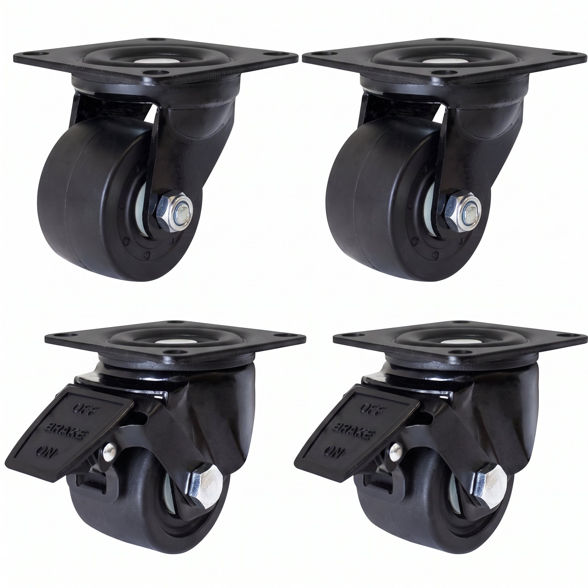 75mm Low Profile Castor Pack - 2 Swivel + 2 Braked (S3006/S3006B)