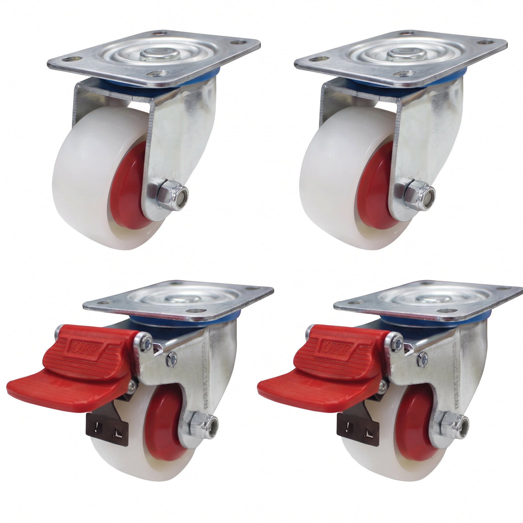 80mm Nylon Castor Pack - 2 Swivel + 2 Braked (S3600/S3600B)