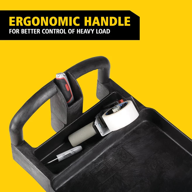 Rubbermaid Heavy Duty Ergo Handle Utility Cart 2 Shelf, Small, Black | FG450088BLA