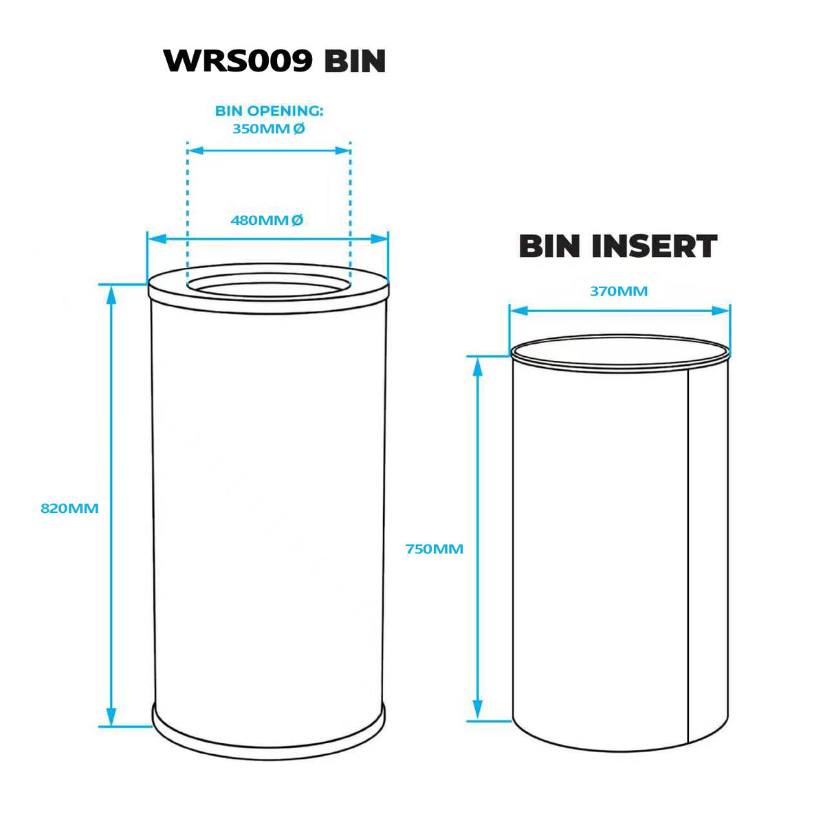 80L Round Polished Stainless Steel Waste Bin (WRS009)